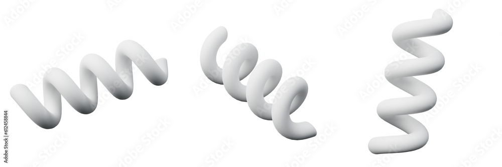3d spiral or spring white realistic rendering of basic geometry object 3d spiral or spring white realistic rendering of basic geometry object