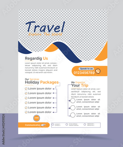 Modern travel flyer template design, modern visiting flyer template design, modern, outing, flyer template design for creative marketing agency.