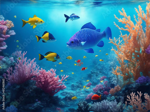 Under the sea underwater world  Generative AI Illustration.
