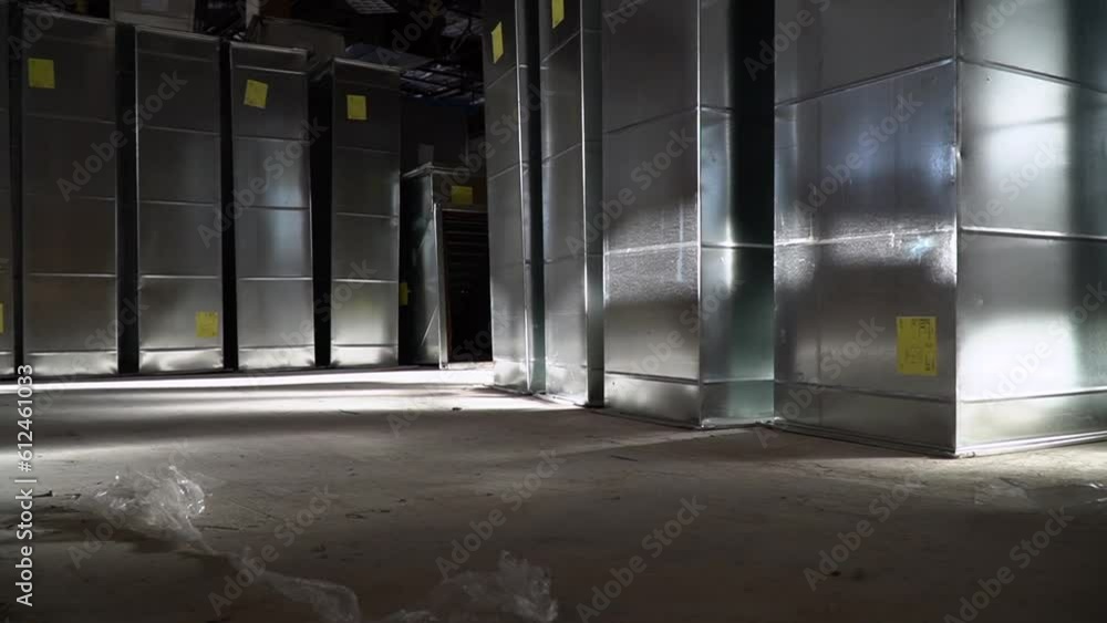 Display of Industrial pipeline of HVAC Installation in the factory Display of Industrial pipeline of HVAC Installation in the factory