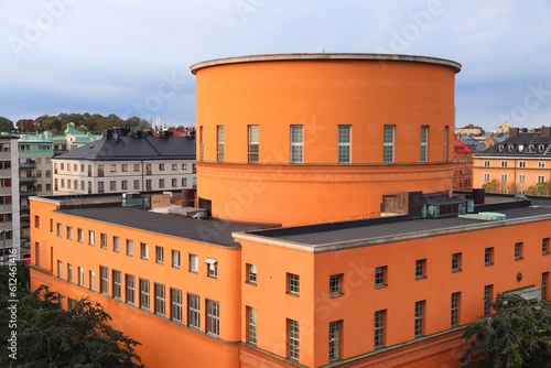Canvas Print Stockholm Public Library - landmark in Norrmalm district.