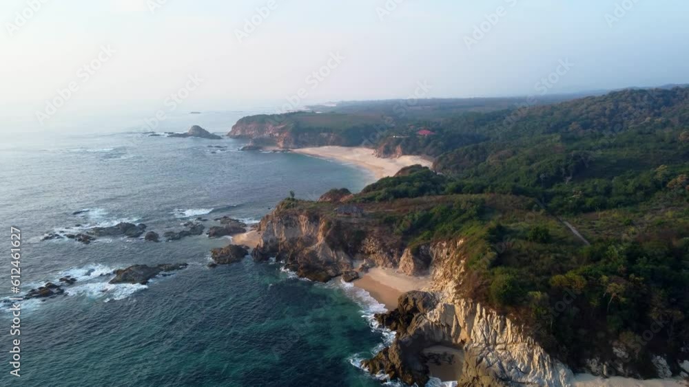 Aerial shot of the beach of Palma Sola in Michoacan, Mexico Aerial shot of the beach of Palma Sola in Michoacan, Mexico