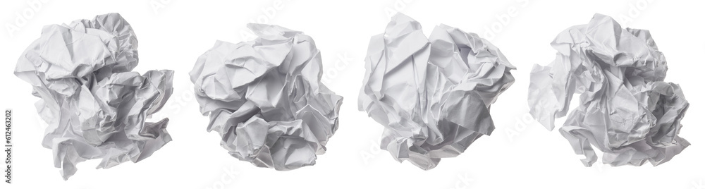 Set of crumpled paper balls, cut out