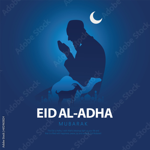Eid al adha mubarak Design Background. Vector Illustration for greeting card, poster and banner.