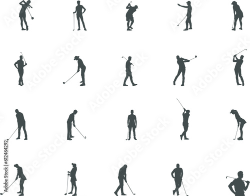 Golf player silhouettes, Golf Player SVG cut files, Golfer silhouette, Golf player playing silhouette.