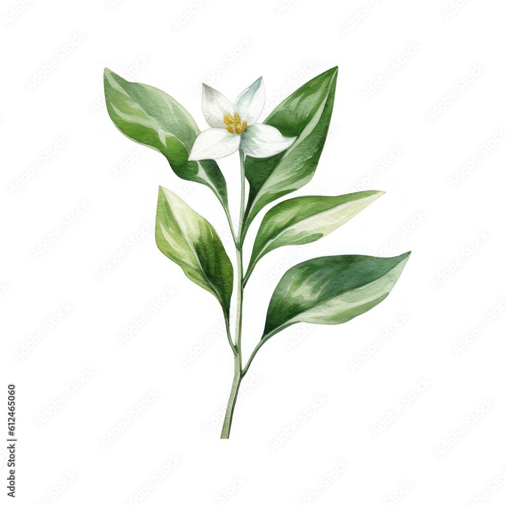 Cute botanical watercolor plant. Illustration AI Generative. Cute botanical watercolor plant. Illustration AI Generative.
