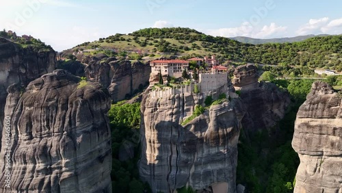 Aerial view of Meteora Monastery in Kalambaka, Greece