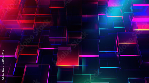 Neon vivid geometrical background. Illustration AI Generative.