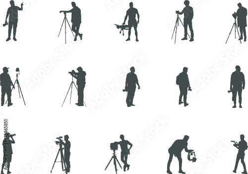 Cameraman silhouette, Photographer silhouettes, Cameraman clipart, Cameraman SVG, Videographer silhouettes