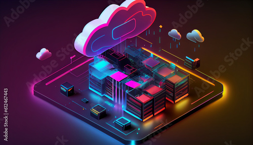 Cloud technology concept. Data center concept. Ai generated image