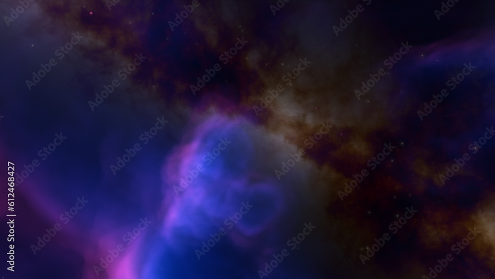 Fototapeta premium nebula gas cloud in deep outer space, science fiction illustration, colorful space background with stars 3d render 