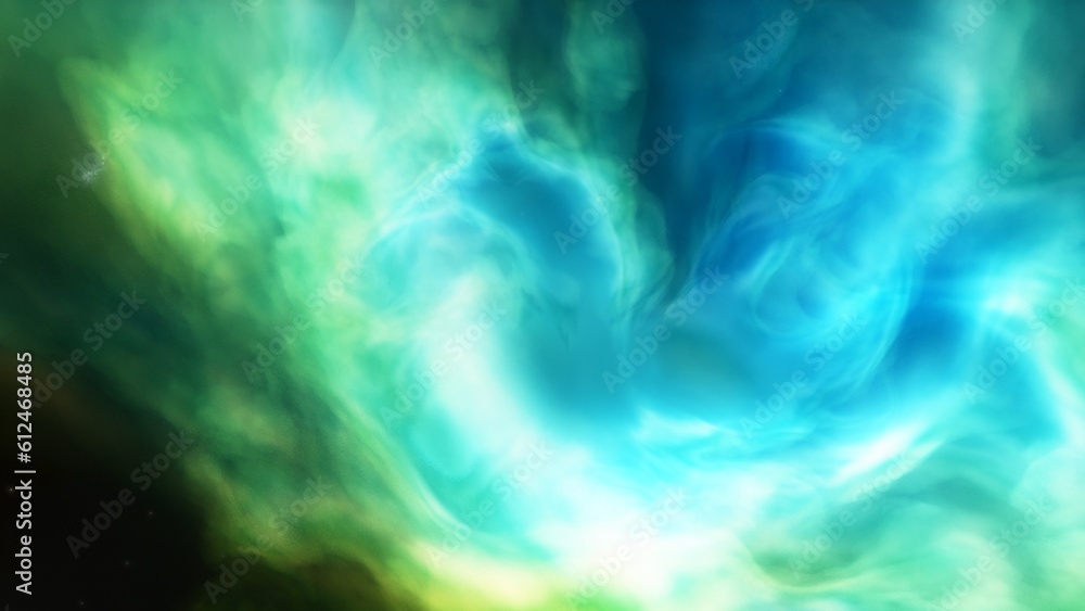 nebula gas cloud in deep outer space, science fiction illustration, colorful space background with stars 3d render
