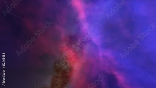 nebula gas cloud in deep outer space, science fiction illustration, colorful space background with stars 3d render 