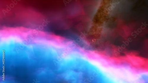 nebula gas cloud in deep outer space, science fiction illustration, colorful space background with stars 3d render 