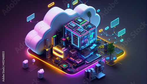 Cloud technology concept. Data center concept. Ai generated image