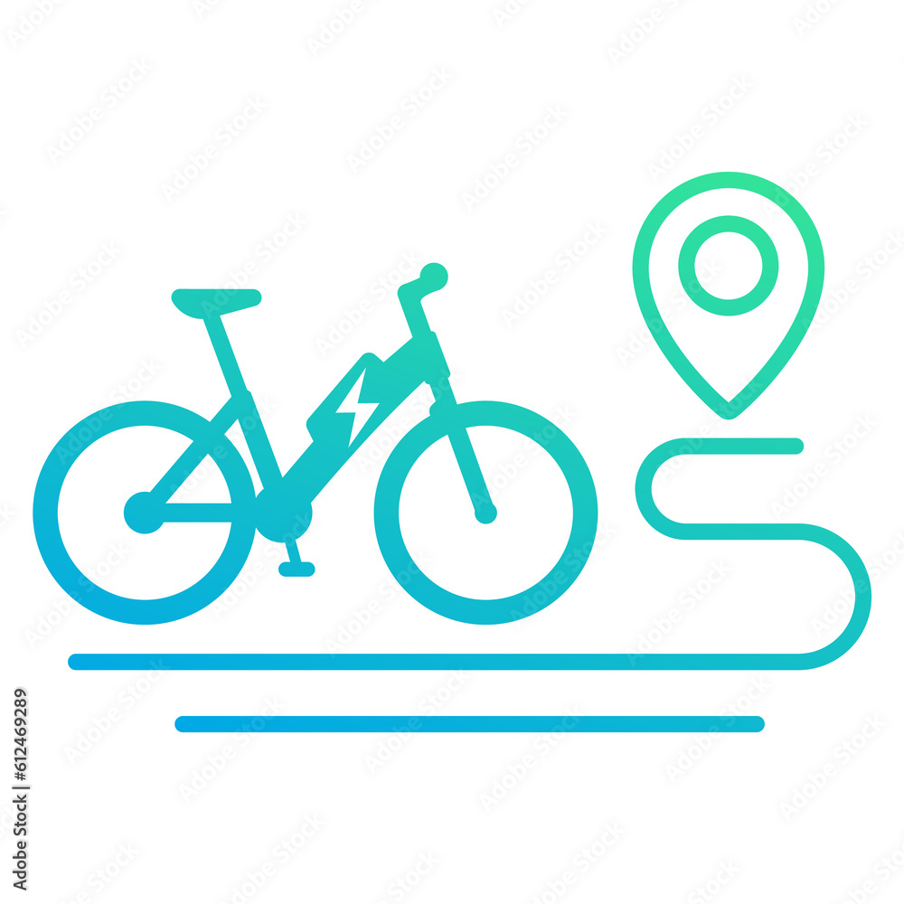 Fototapeta premium Electric bike and route icon on white