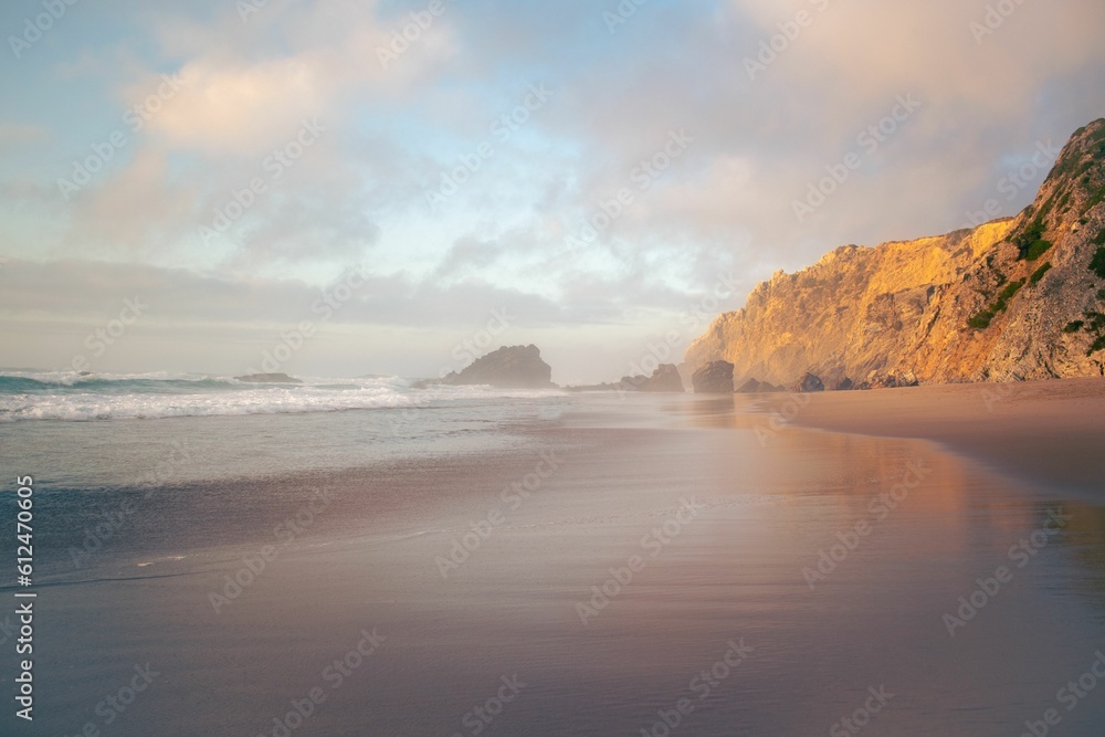 Sunset Beach at Praia da Adraga, Sintra, Portugal Sunset Beach at Praia da Adraga, Sintra, Portugal
