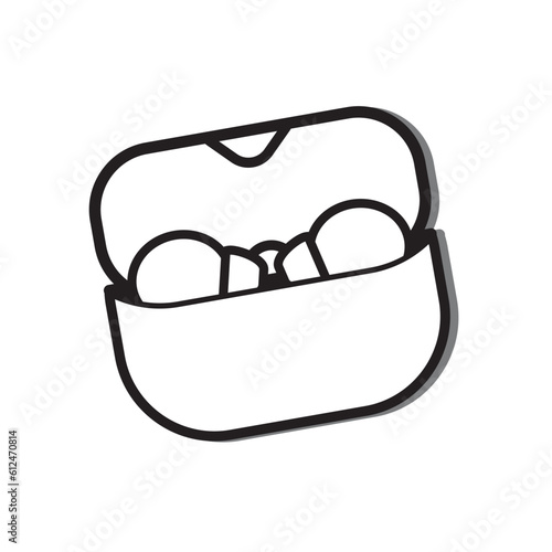 Earphones vector icon, True Wireless earphone icon, TWS true wireless stereo, Symbol in Line Art Style for Design Pixel vector graphics 