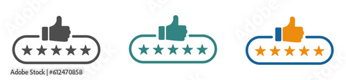 Customer product rating with five stars vector icons set