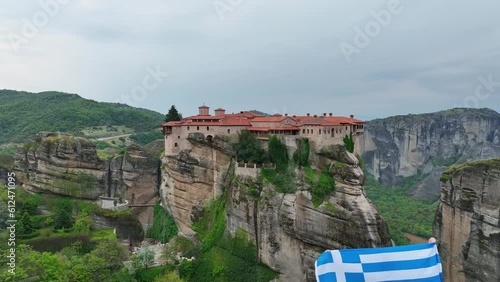 Aerial view of Meteora Monastery in Kalambaka, Greece