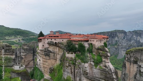 Aerial view of Meteora Monastery in Kalambaka, Greece