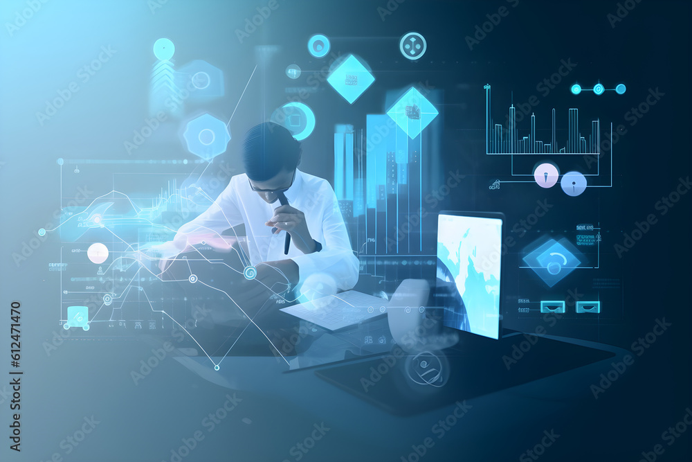 Healthcare and medicine virtual chart data and growth with medical ...