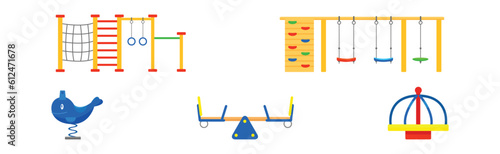Colorful Playground Equipment and Construction Vector Set