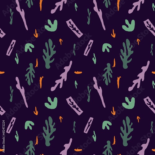 Cut out abstract flourish violet seamless pattern