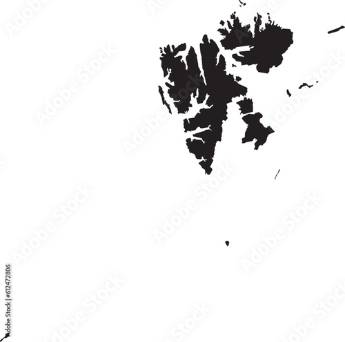 BLACK CMYK color detailed flat stencil map of the European region of SVALBARD AND JAN MAYEN on transparent background