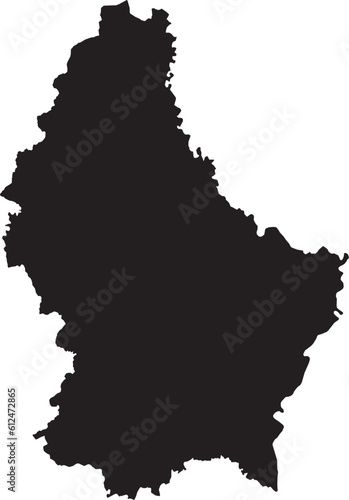 BLACK CMYK color detailed flat stencil map of the European country of LUXEMBOURG on transparent background