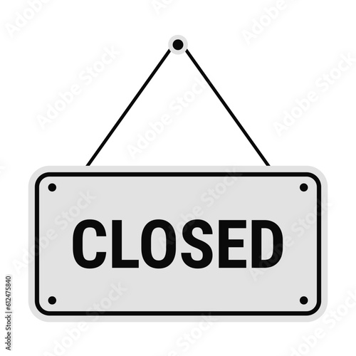 Closed Sign In Grey Color And Black Line With Rectangle Shape For Announcement
