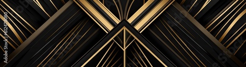 geometric black and gold lines background Generative AI