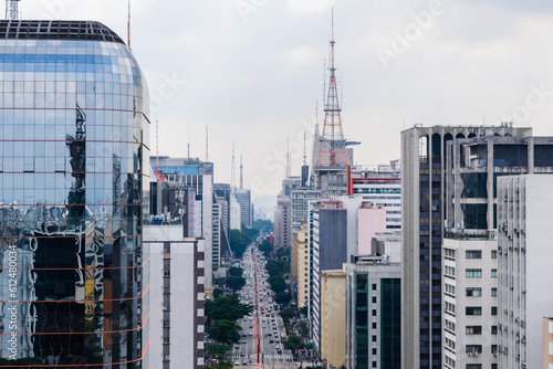 Aerial view of paulista avenue, São Paulo, Brazil. The most popular avenue in Brazil.