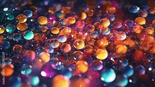 Arrière plan multicolore fait de petites bulles de lumières colorés, effet de bokeh et de flou artistique, illustration ia générative