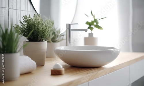 Bathroom sink in modern interior  generative ai