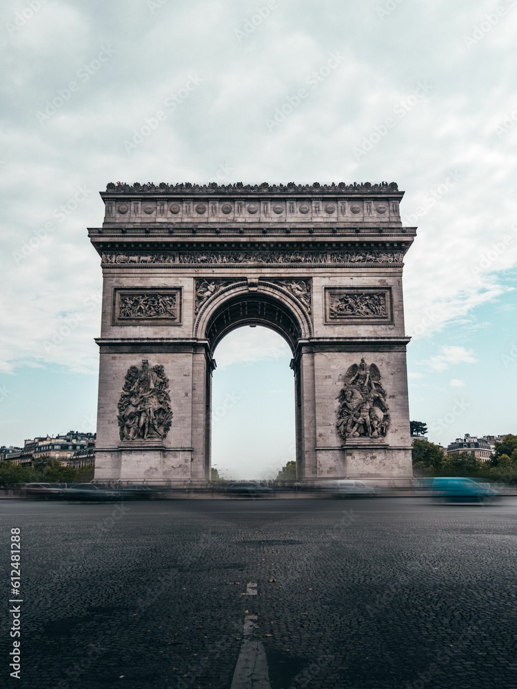 Arch Triumph in Paris, France, during a busy day