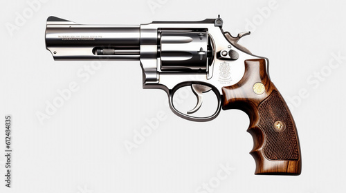 prized revolver, weapon, personal defense weapon, white background photo