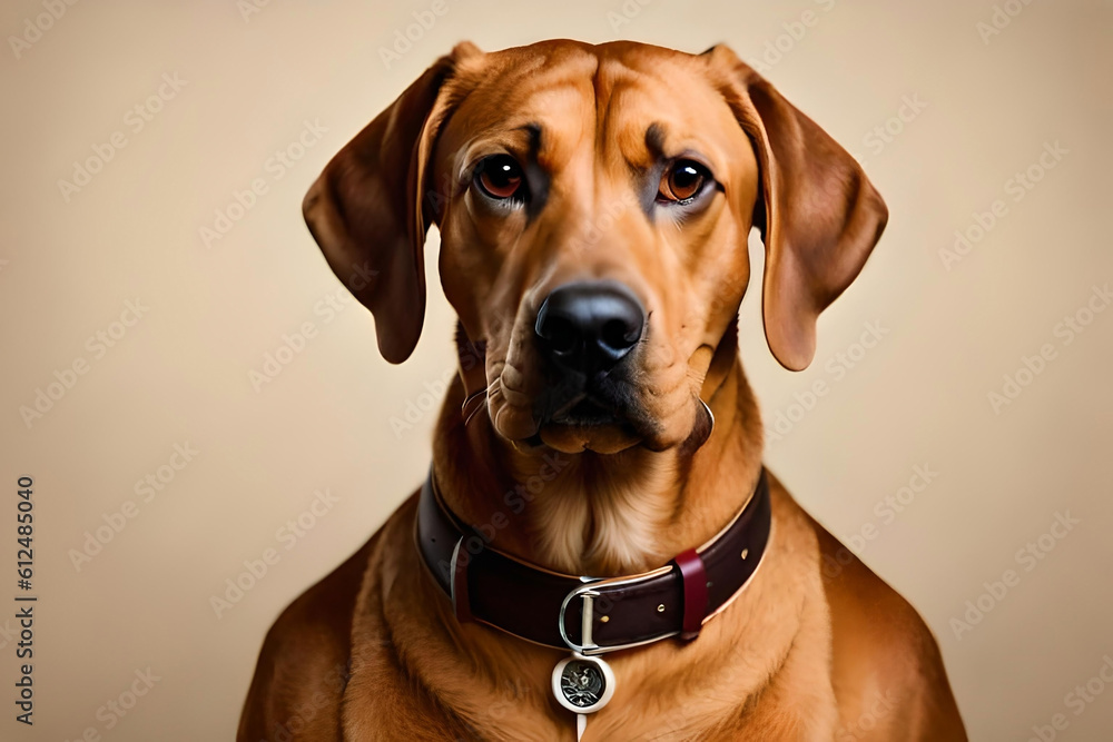 Rhodesian Ridgeback on beige background Rhodesian Ridgeback on beige background