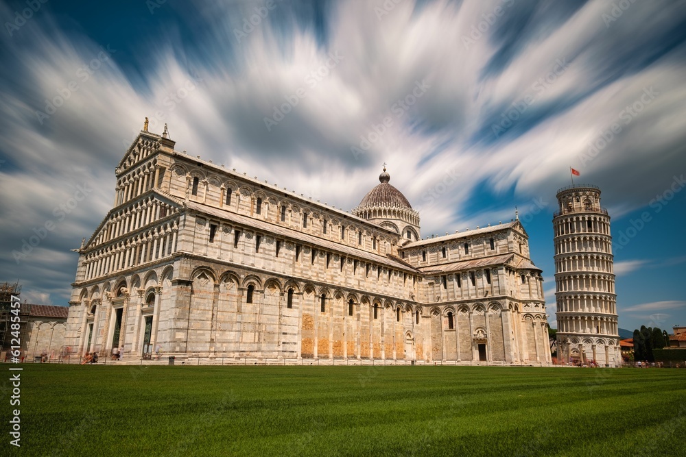 Scenic view of a Pisa Cathedral and Pisa tower under the beautiful sky