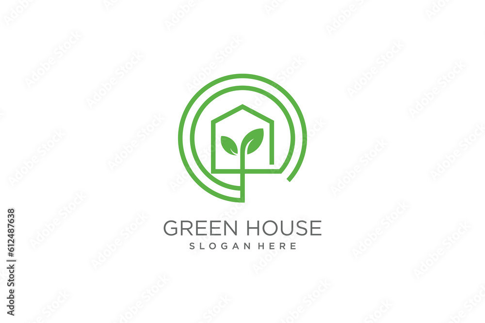 Green house logo illustration modern creative unique Green house logo illustration modern creative unique