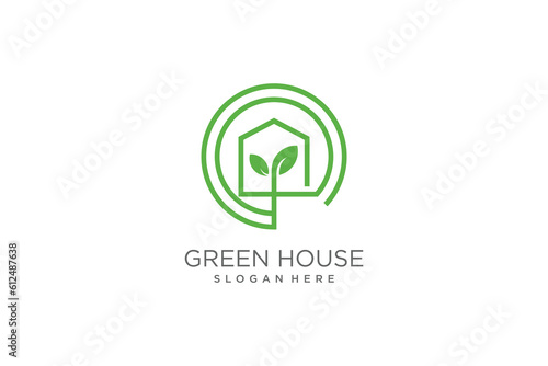 Green house logo illustration modern creative unique
