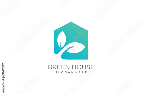 Green house logo illustration modern creative unique