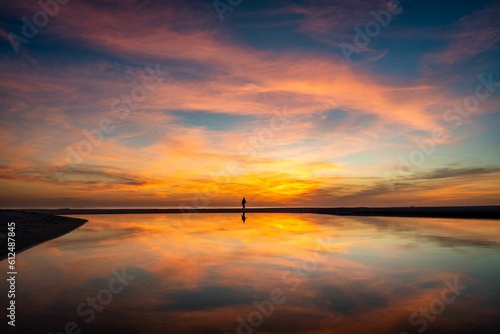 Beautiful shot of a bright sunset sky over the gulf coast of Mexico