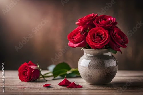 red roses in a vase generative ai technology