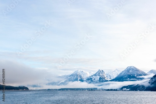 Wallpaper Mural Winter landscape at Lake Wolfgang in Sankt Gilgen, Austria Torontodigital.ca