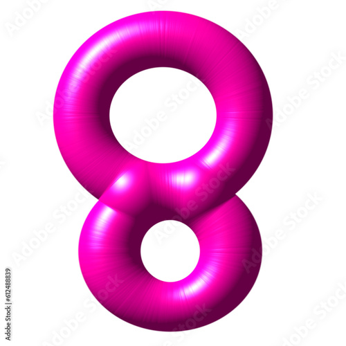 3d pink number 8. glossy number. 