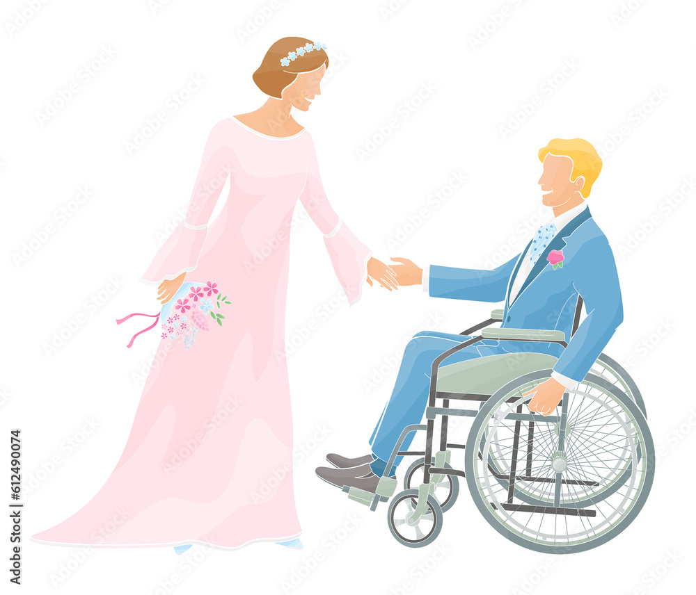 wedding ceremony for people with disabilities, bride and groom in wheelchairs, wedding ceremony for people with disabilities, bride and groom in wheelchairs,