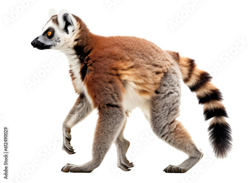Lemur  isolated on the transparent background PNG. Top view. AI generative.