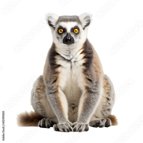 Lemur isolated on the transparent background PNG. Top view. AI generative. © Monika