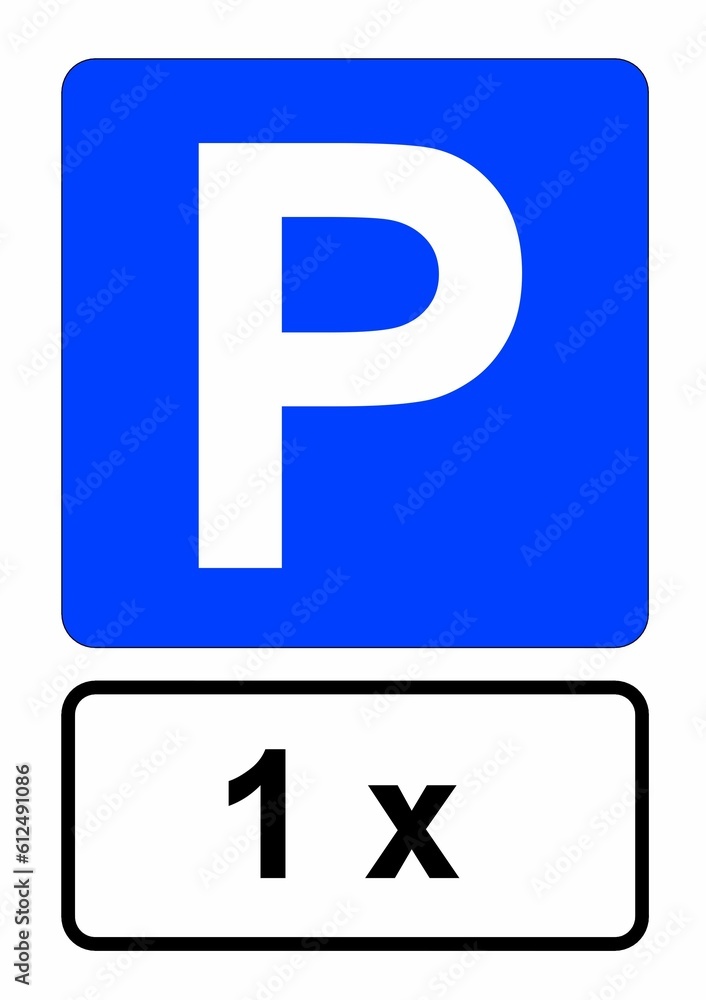 Illustration eines blauen Parkplatzschildes mit der Aufschrift Illustration eines blauen Parkplatzschildes mit der Aufschrift